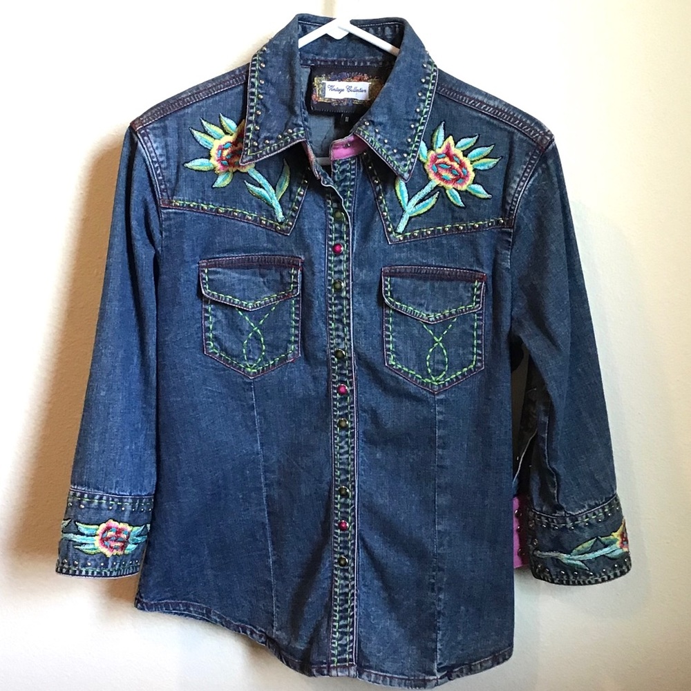 Vintage Collection denim jean embroidered jacket